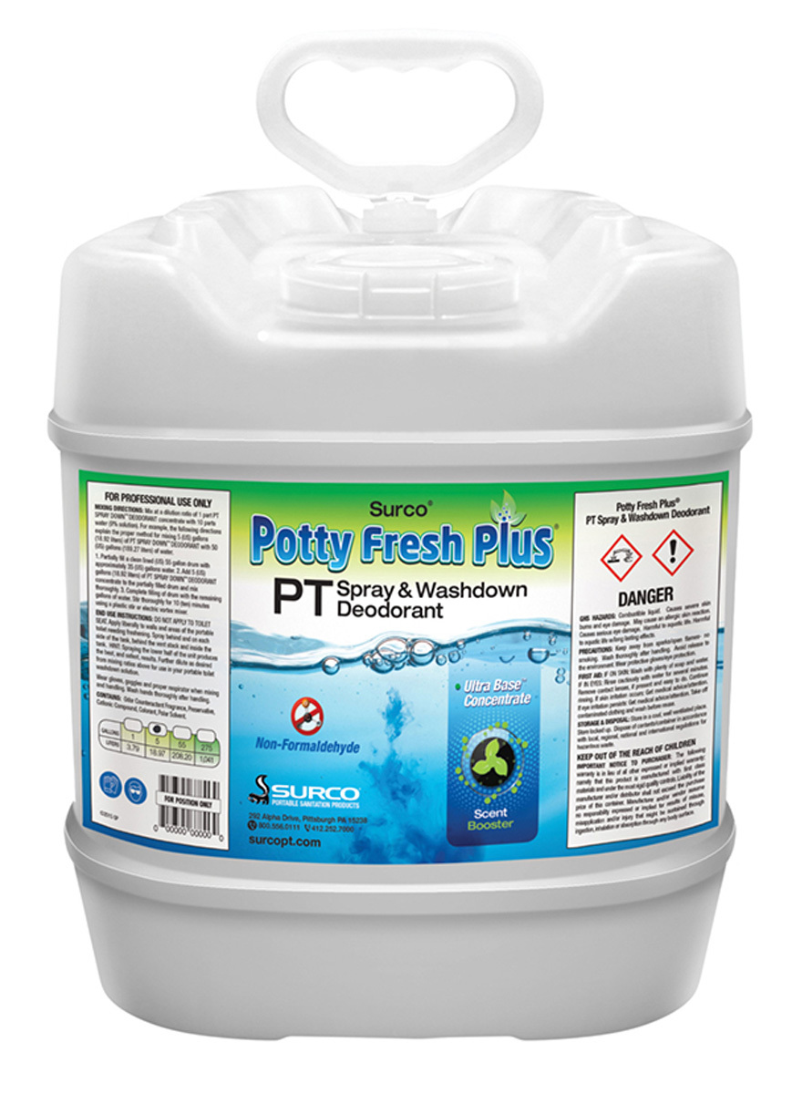 Surco portable sanitation products potty fresh plus p t spray down